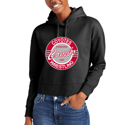 Vintage logo Ladies Crop Hoodie - Black Thumbnail