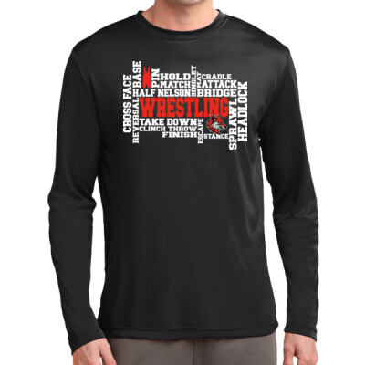 Long Sleeve Drifit Performance Tee - Wrestling Word Art Thumbnail