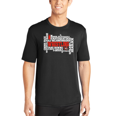 Short Sleeve Drifit Performance Tee - Wrestling Word Art Thumbnail
