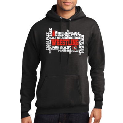 Fleece Pullover Hoodie - Wrestling Word Art Thumbnail