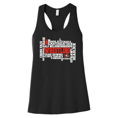 Ladies Jersey Racerback Tank Top - Wrestling Word Art Thumbnail