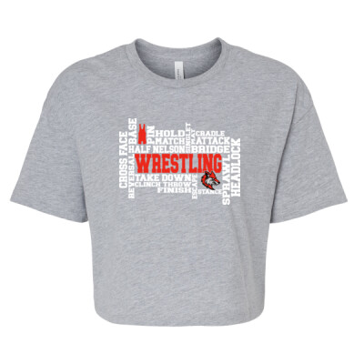 Ladies Jersey Crop Tee - Wrestling Word Art Thumbnail