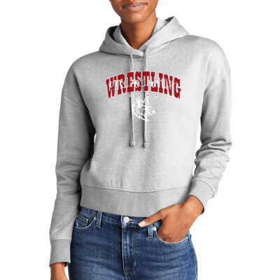 Ladies Crop Fleece Hoodie - Wrestling Mom Thumbnail