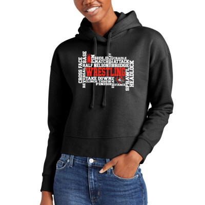 Ladies Crop Fleece Hoodie - Wrestling Word Art Thumbnail