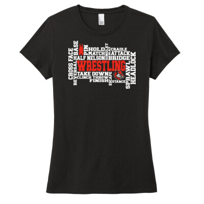 Ladies Short Sleeve Triblend Tee - Wrestling Word Art Thumbnail