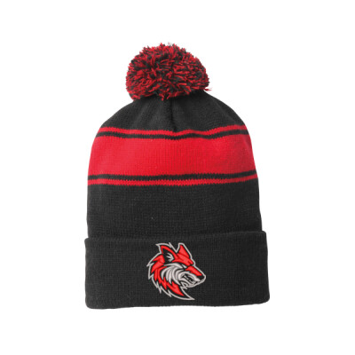 Coyote Embroidered Stripe Pom Pom Beanie Thumbnail